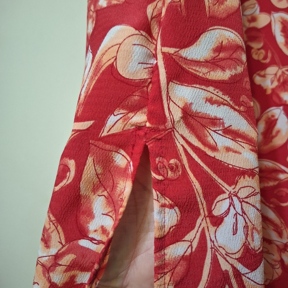 Daniel Laurent 90s Vintage Red Floral Maxi Dress Slit Dress Cottagecore - Picture 8 of 8